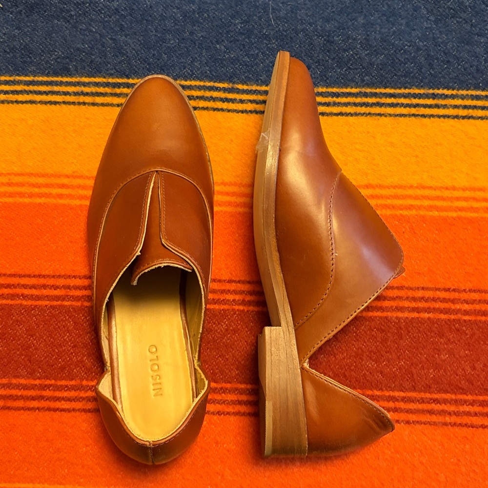 NISOLO Emma D'orsay Brown Leather Slip-On Oxfords Loafers Shoes Size 7.5